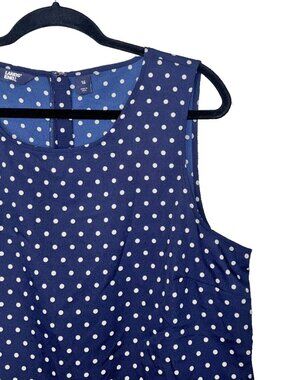 Land's End Blue & White Polka Dot Sleeveless Wide Leg Jumpsuit - Size 16